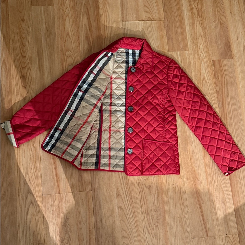 Burberry Red Quilted Kids Puffer Jacket
